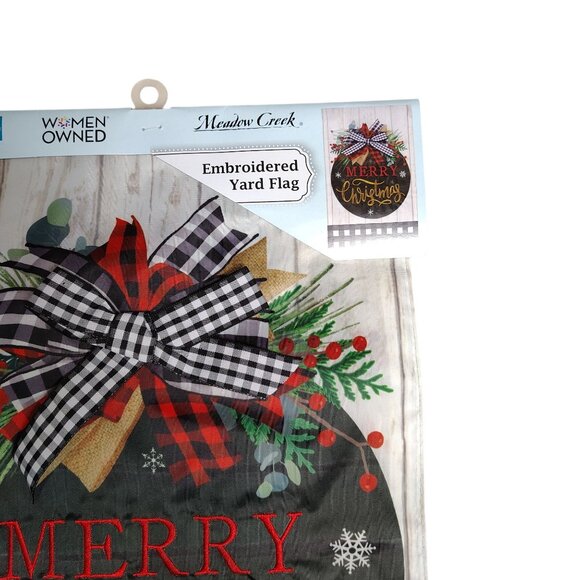 Merry Christmas Ornament 18 inch Dimensional Embroidered Yard Flag - Picture 2 of 5